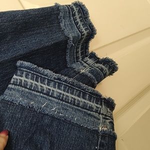 Universal Thread Straight Leg Dark Wash Cotton Denim, Fringed Cuff Design